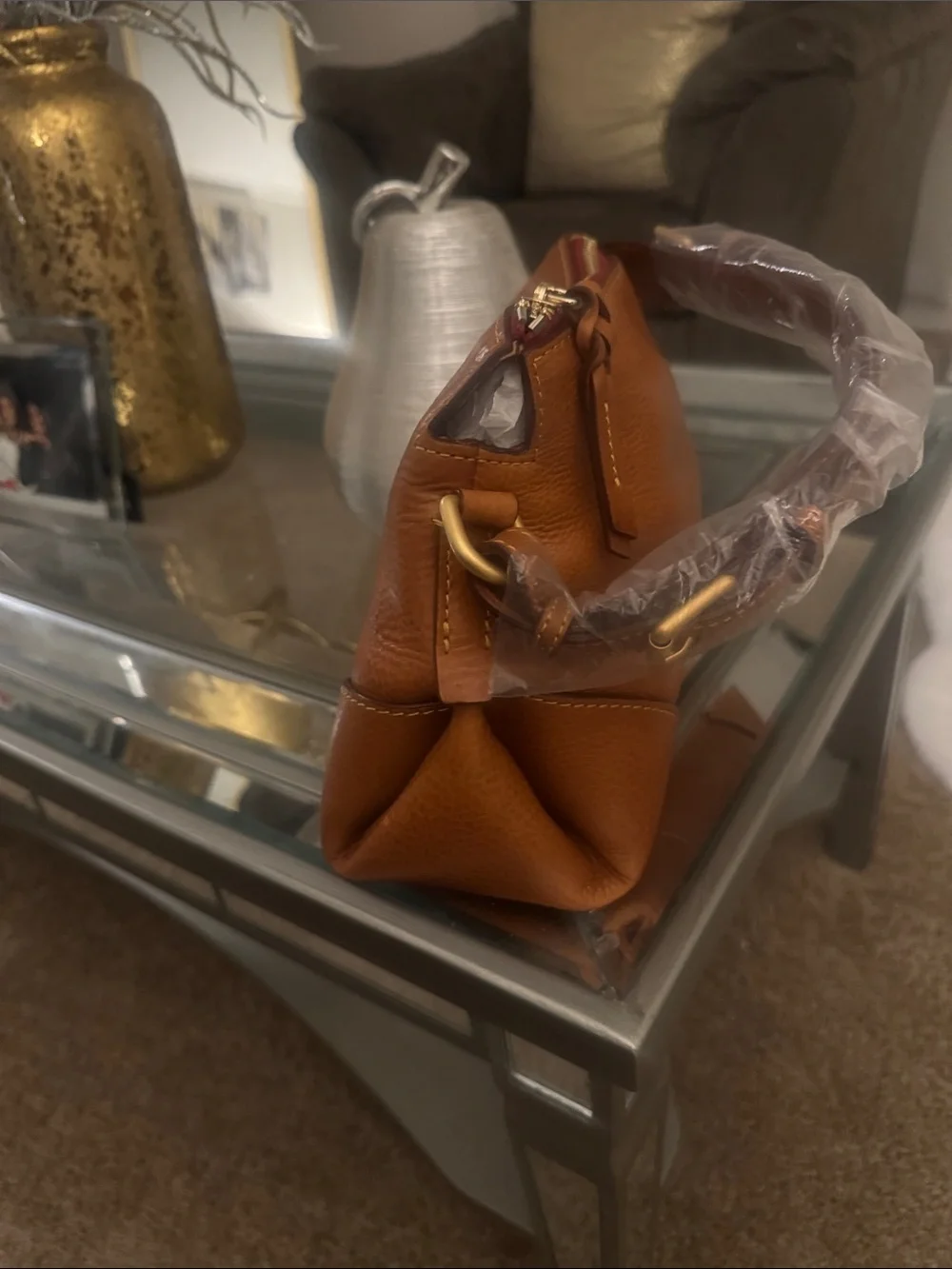 Dooney & Bourke Chestnut Brown Pebble Leather Shoulder Bag